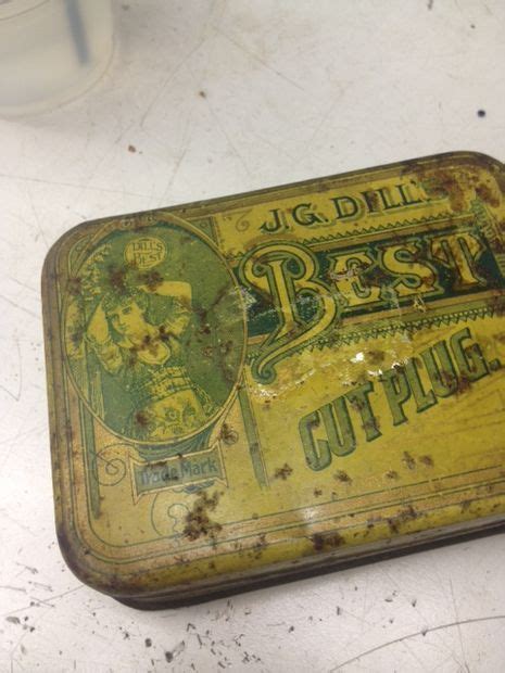 how to clean painted metal box|restoring antique tin boxes.